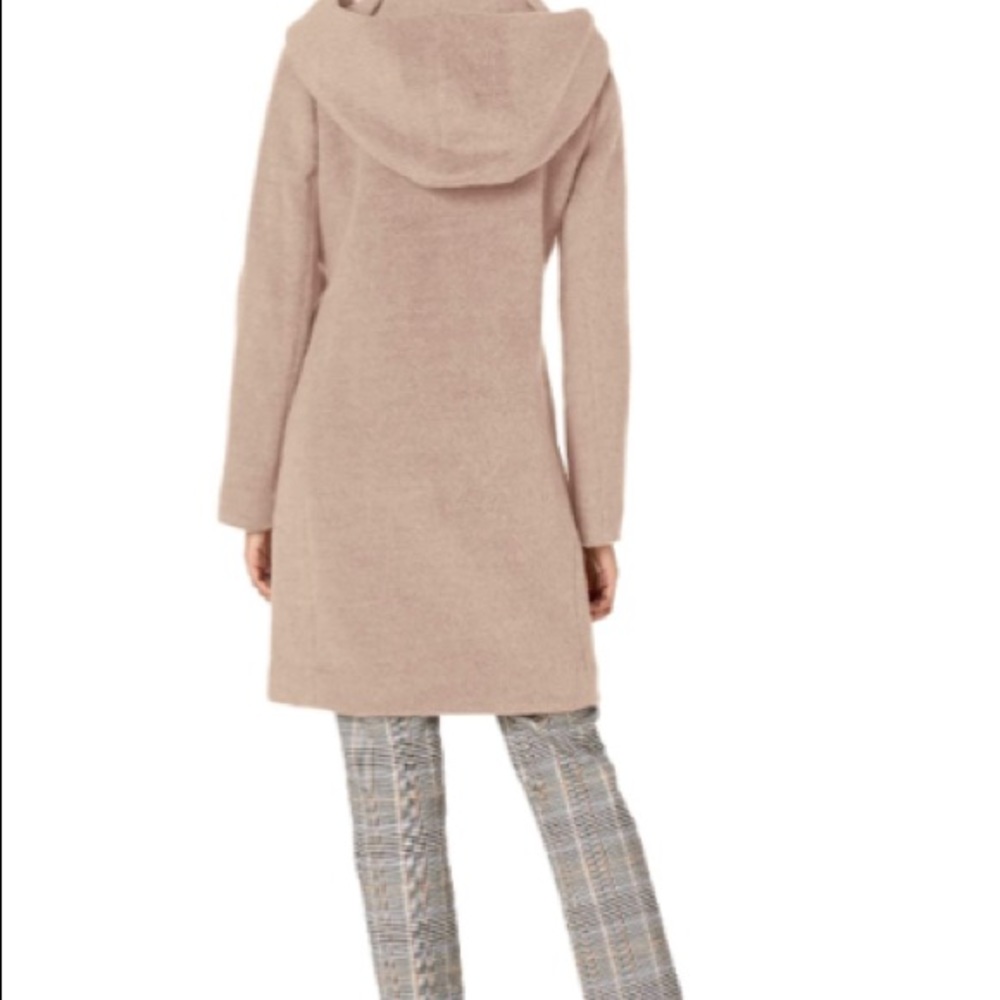 COLE HAAN Wool Alpaca Blush Pink Asymmetric Hooded Coat 10 NWT SRP $580 - Picture 12 of 15